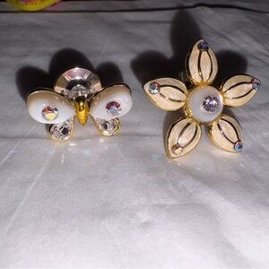 Givenchy vintage Gold and White Crystal Earrings